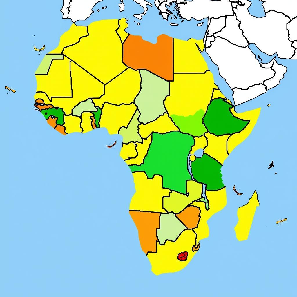 Map of Africa Showing Disease Prevalence