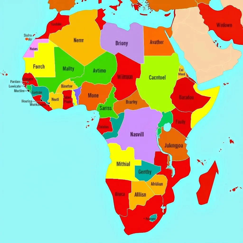 Map of Africa showing all countries.