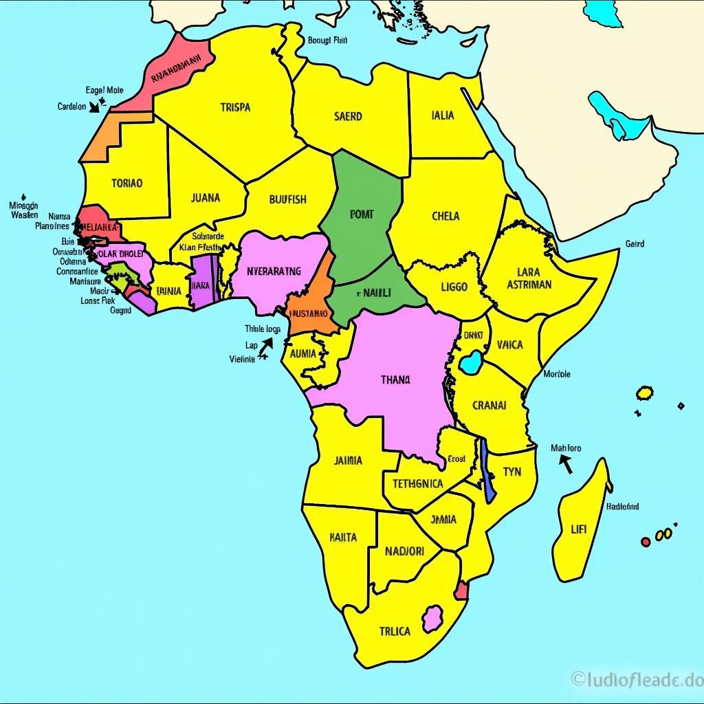 Map of Africa with Countries and Capitals