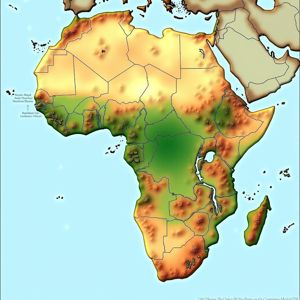 African Continent Physical Map