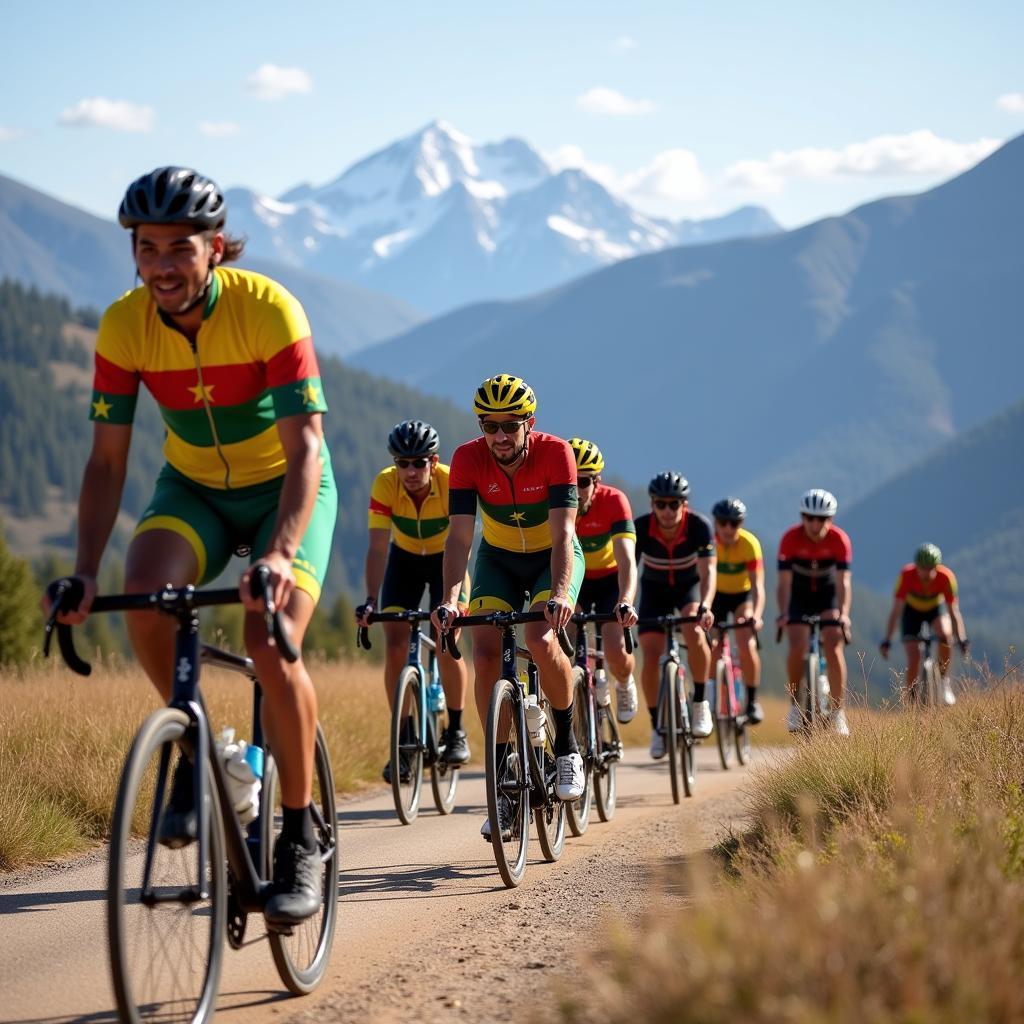 Eritrean cyclists leading the peloton