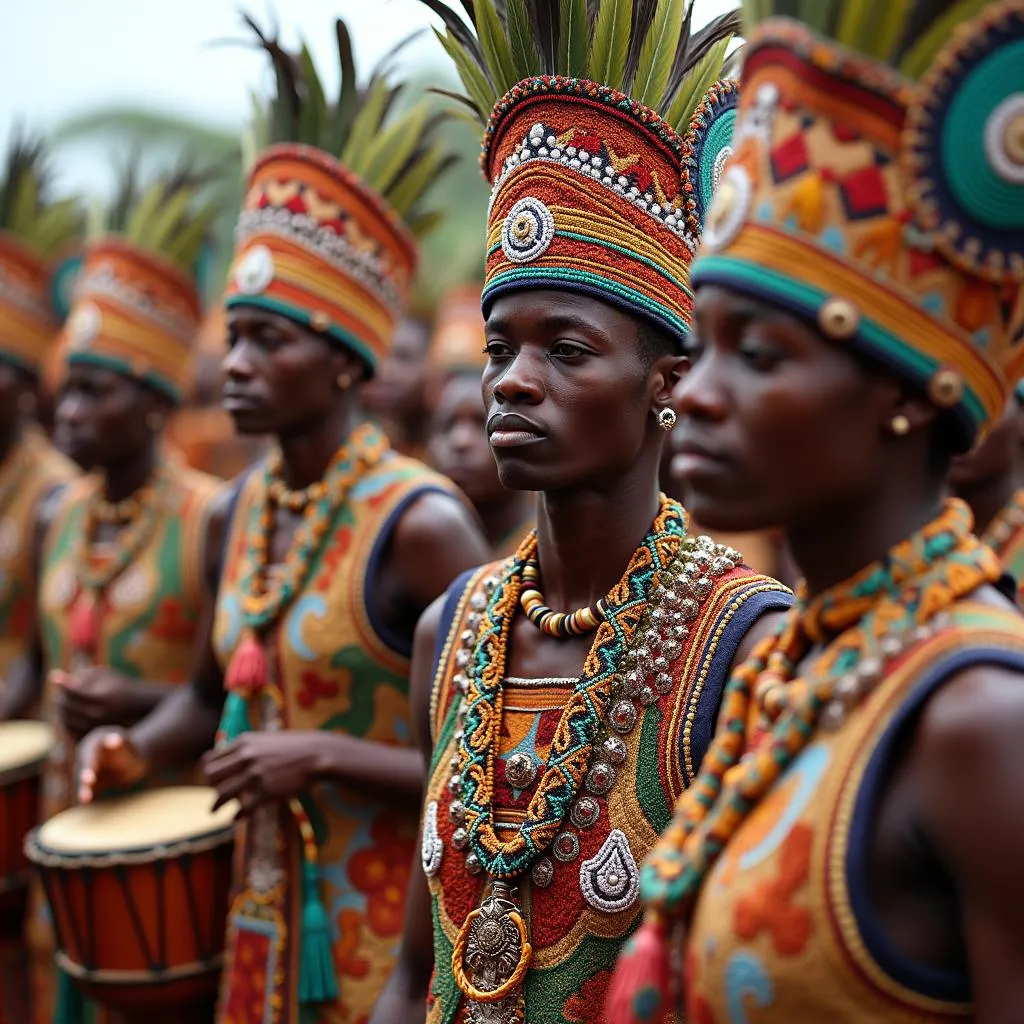 African people in ceremonial costumes