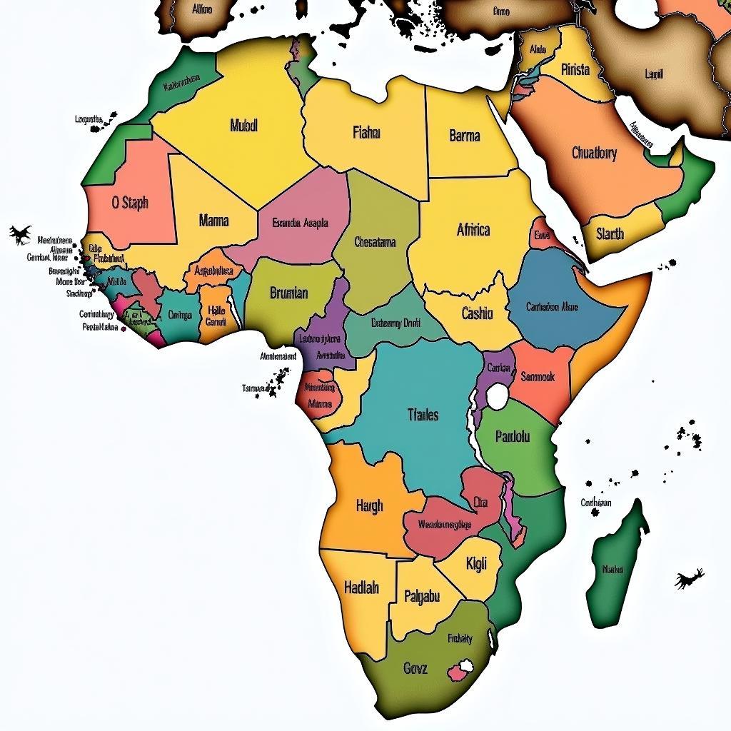 African Countries and Capitals: Political Map