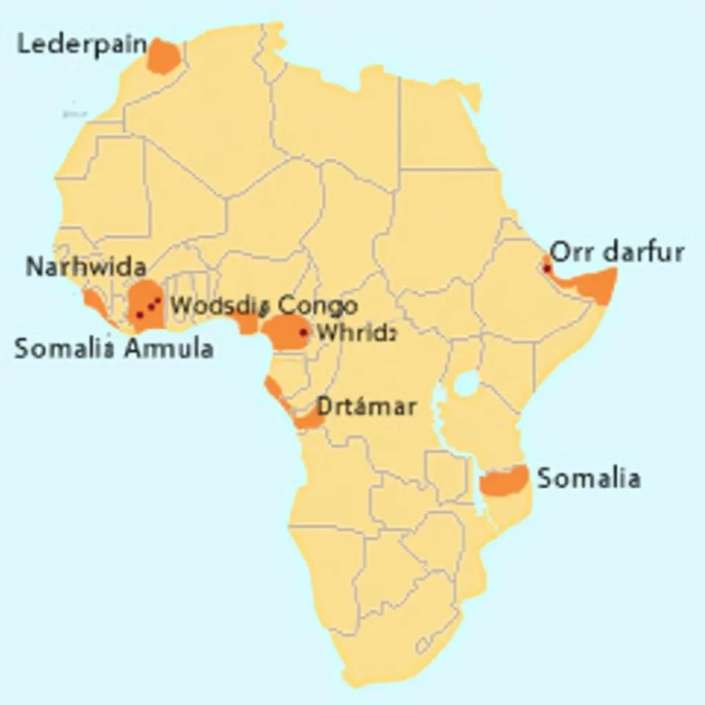 Map of African Countries at War in 2005