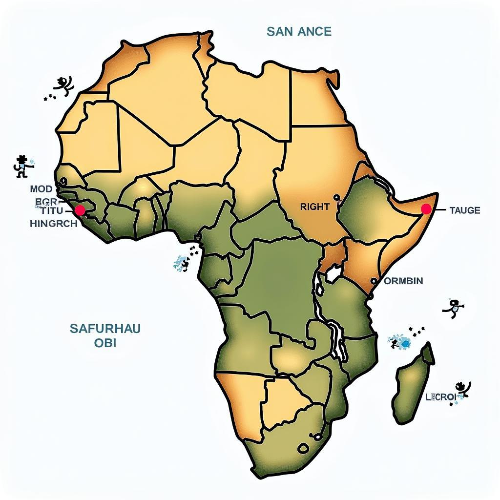 African Country Map Highlighting Capitals