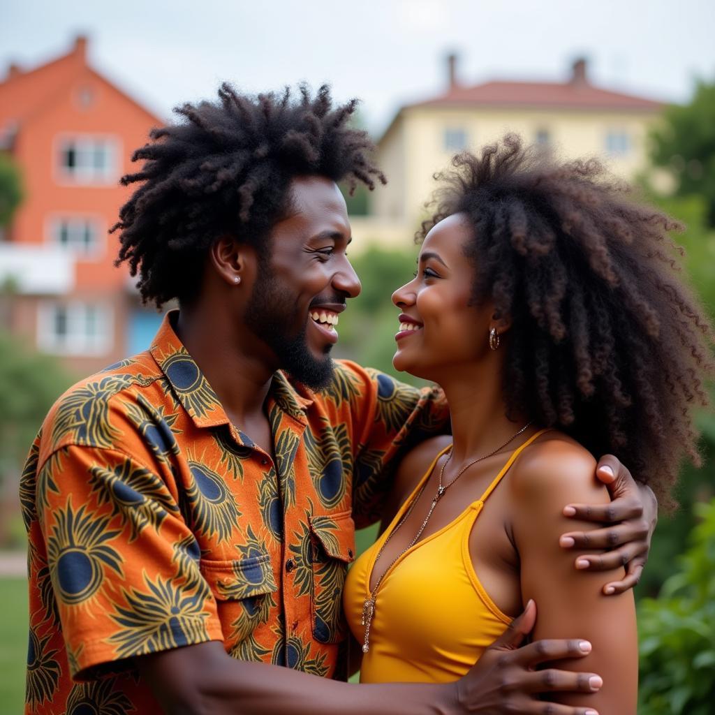 Young African Couple in Cityscape