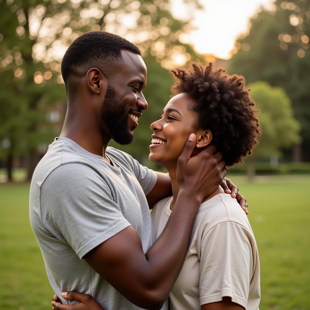 African Couple Embracing