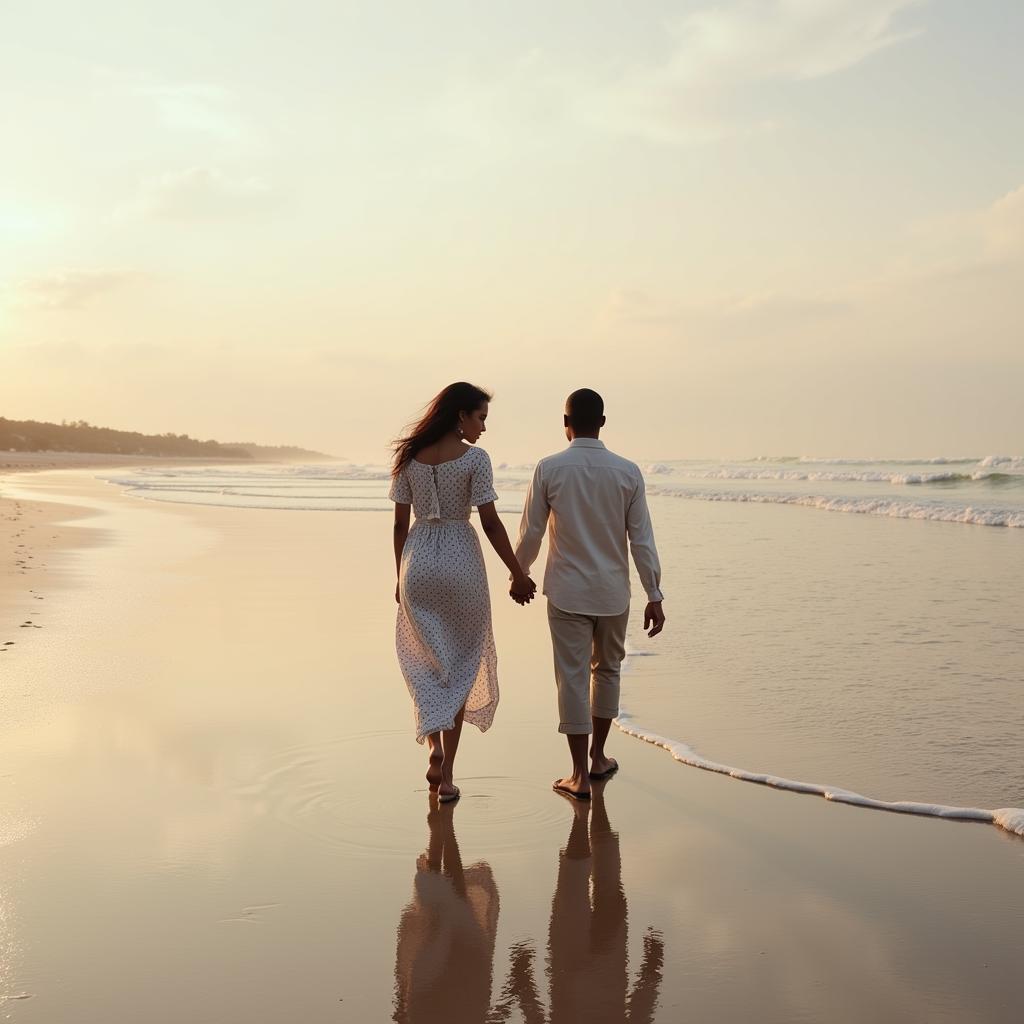 Couple Holding Hands on Beach