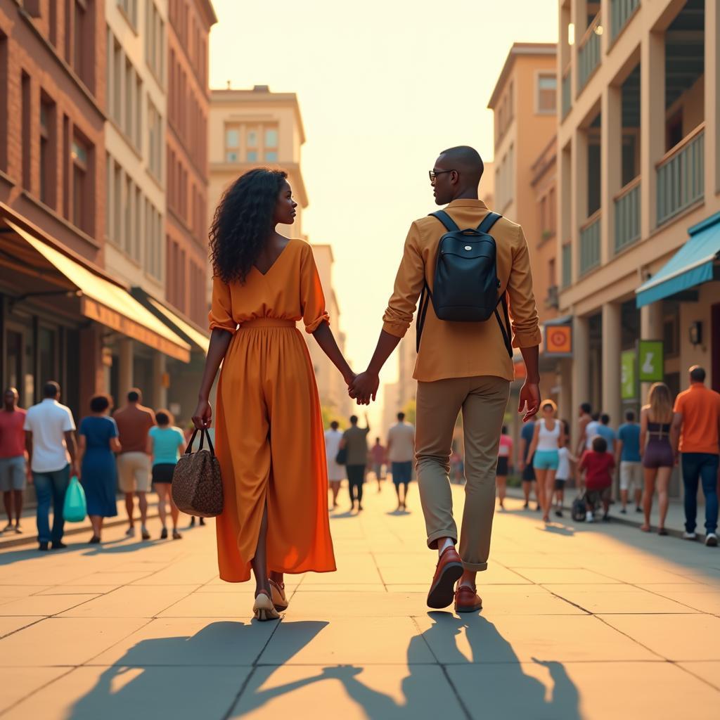 African Couple in a Modern City