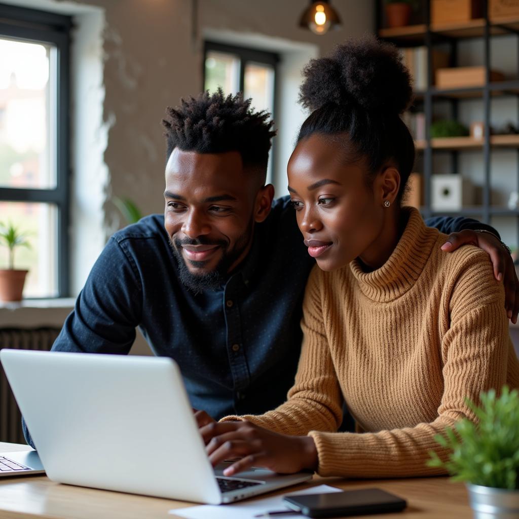 Modern African Couple Running Business