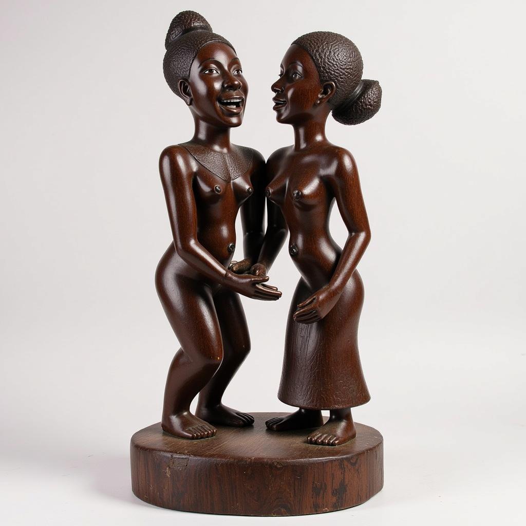 Wooden sculpture of an African couple