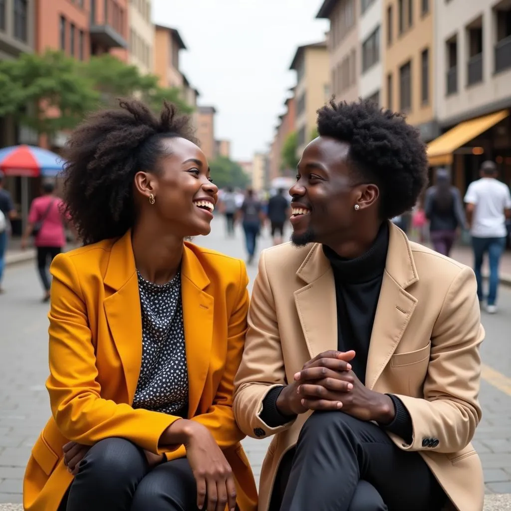 African couple sharing a moment