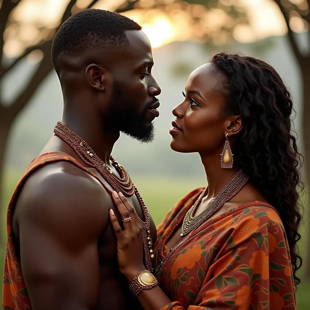 African Couple Sharing Intimate Moment