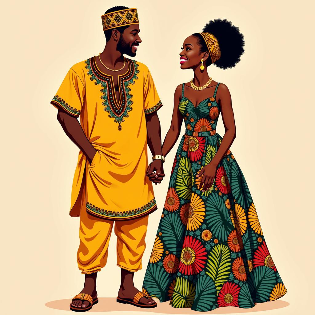 Couple in Traditional Attire Vector