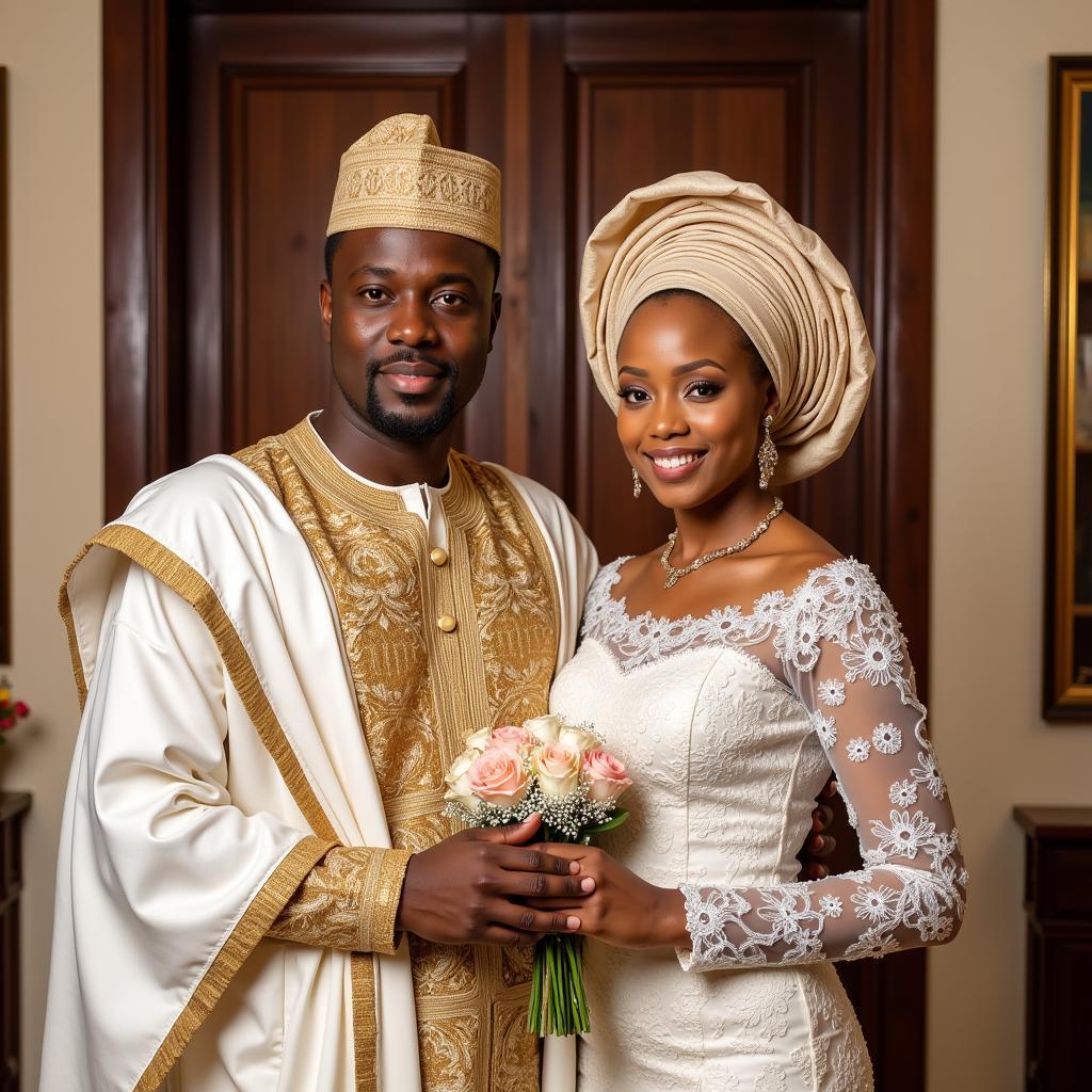 African couple in traditional Nigerian wedding attire