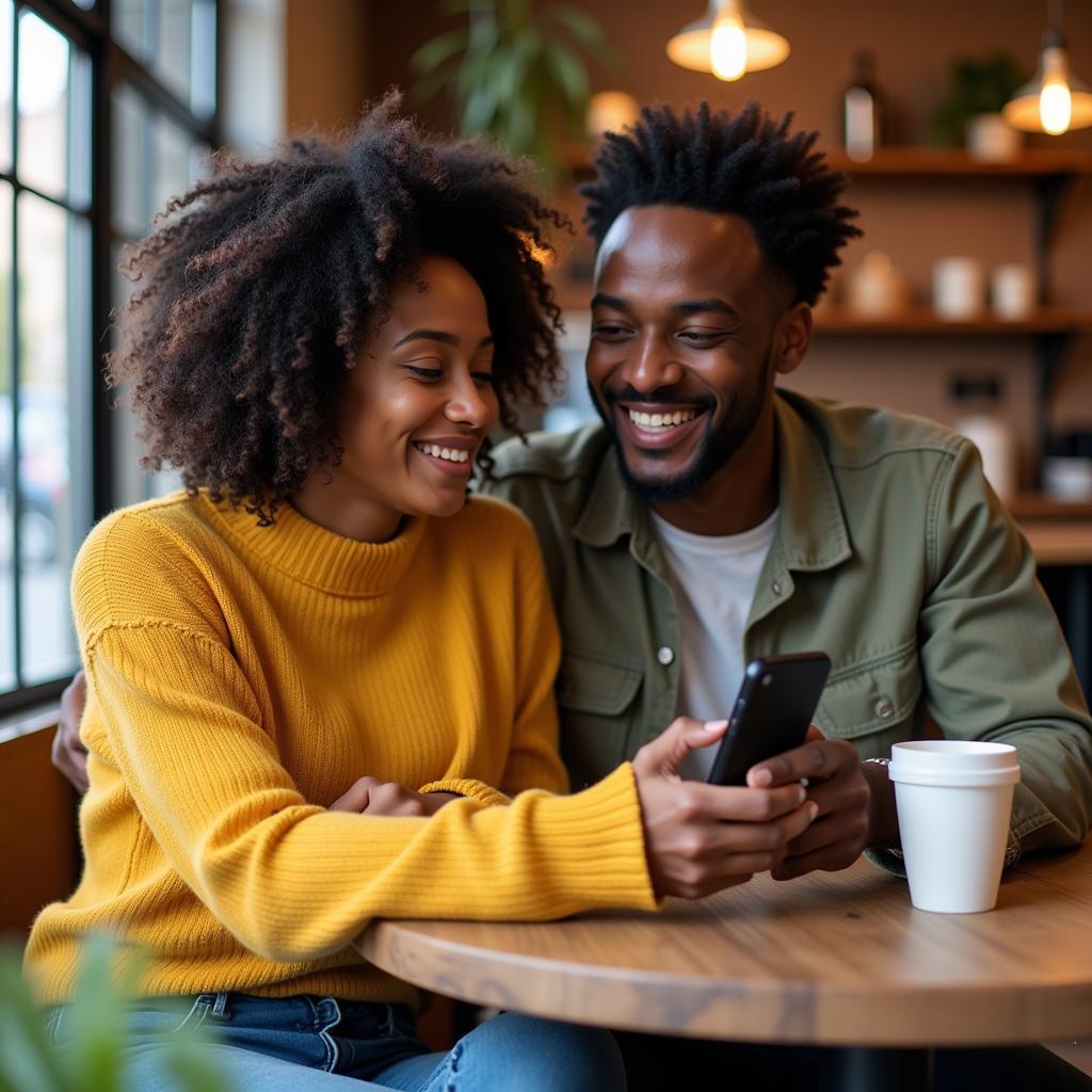 Couple Using Smartphone 