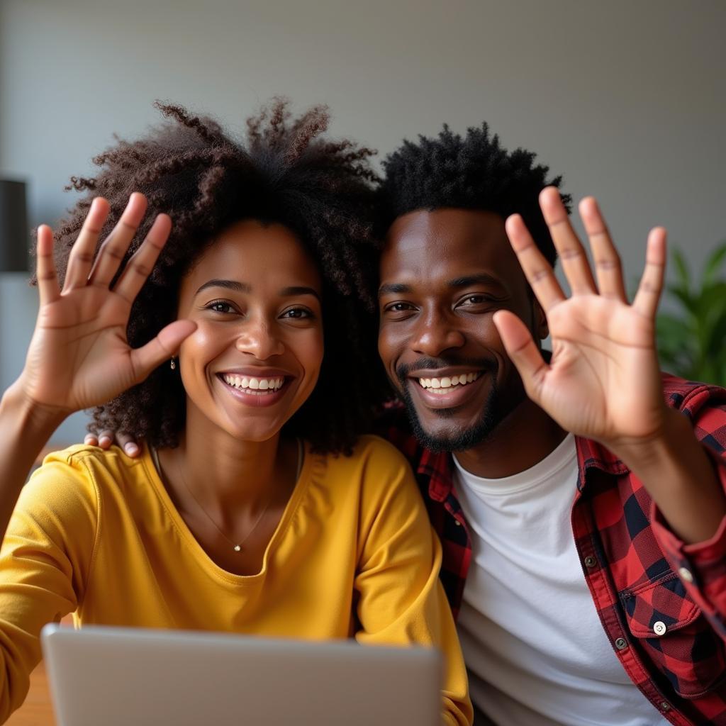 African Couple Video Chatting