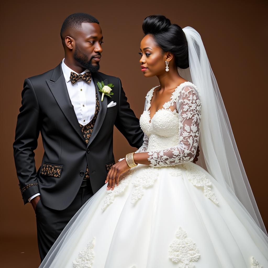 African Couple in Wedding Attire