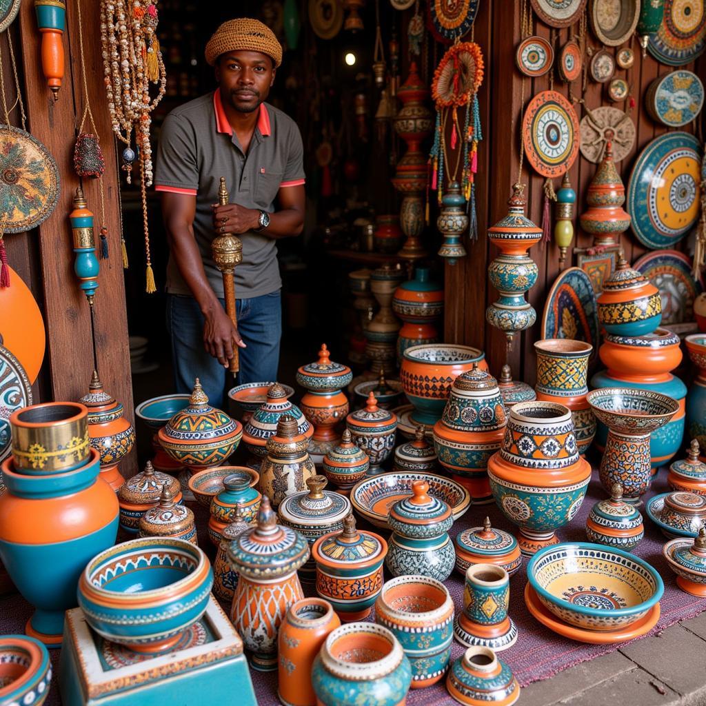 Colorful Display of African Crafts