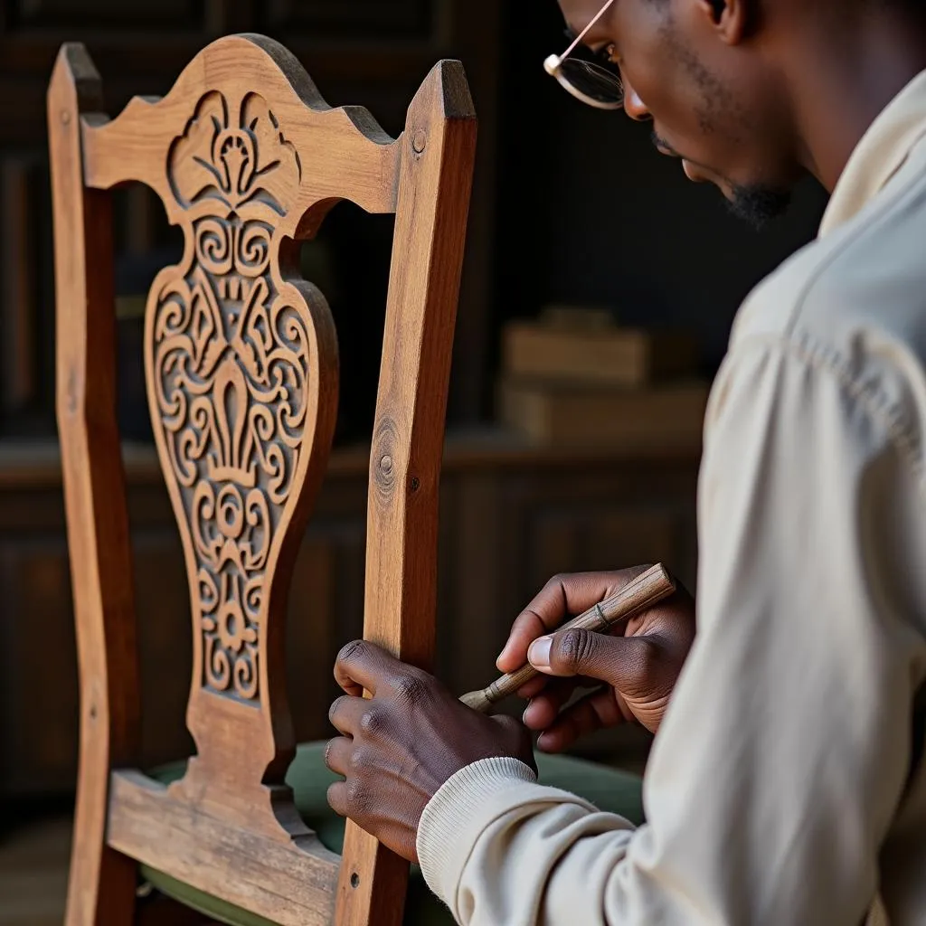 African Craftsman Carving Intricate Designs