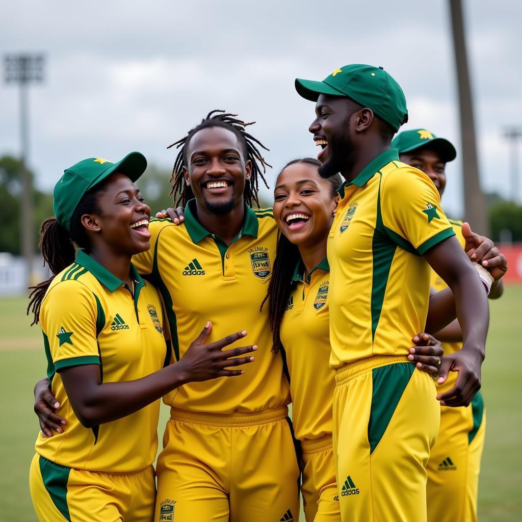 African Cricket Players Celebrating a Victory