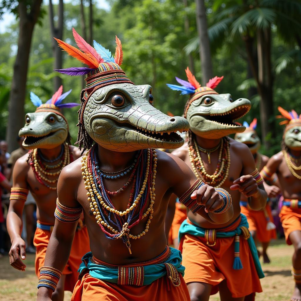 African Crocodile Mask Used in Ceremonial Dance