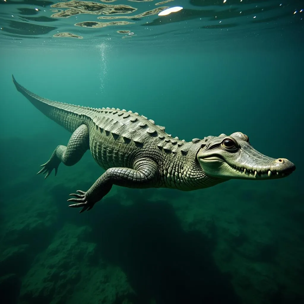 African crocodile hunting underwater