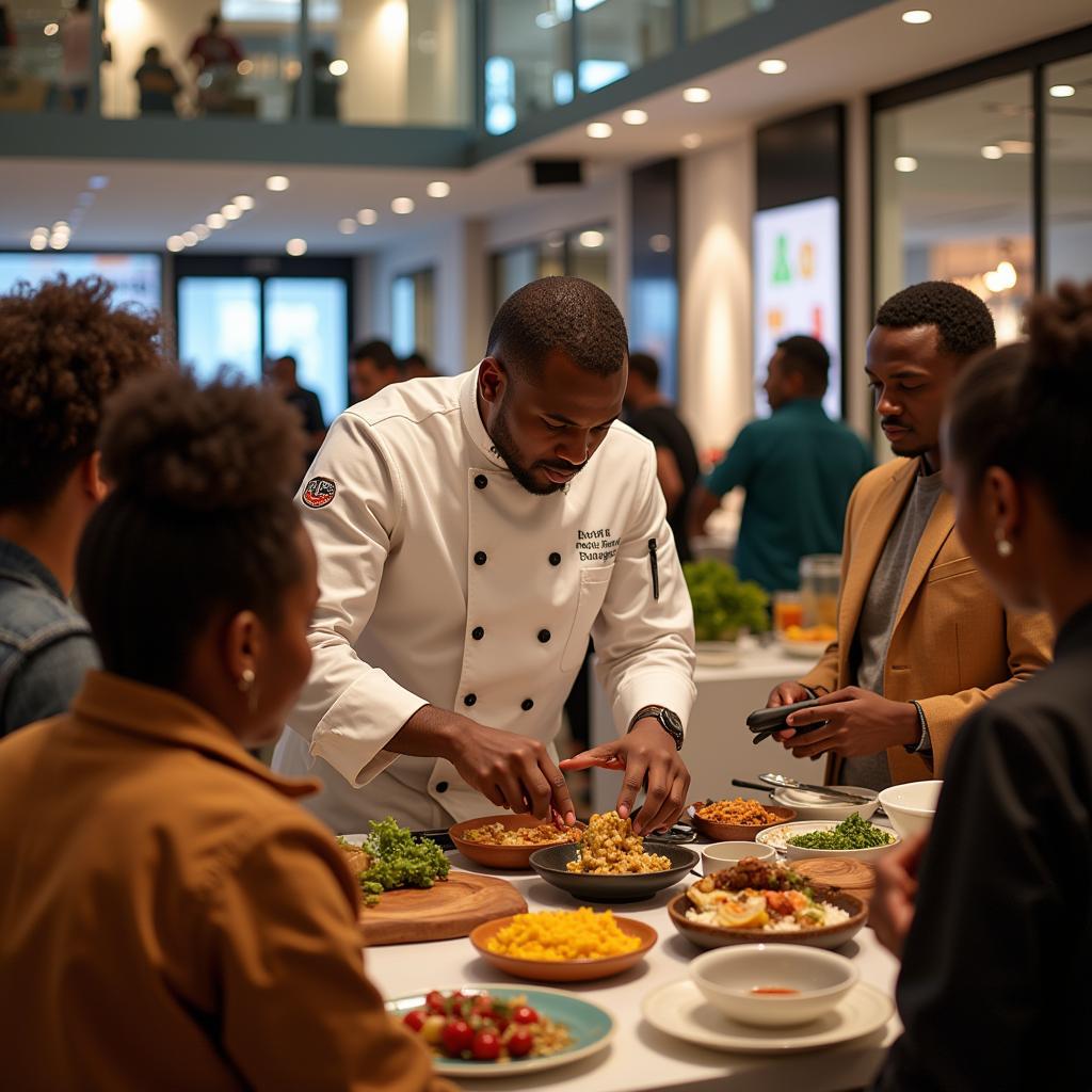  Engaging Cooking Demonstration at an African Cuisine Forum Mall