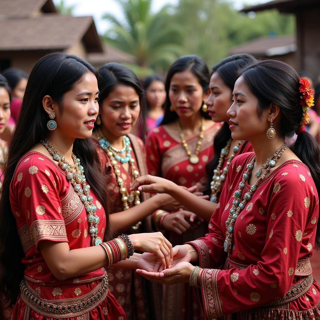 Women participating in a traditional ceremony