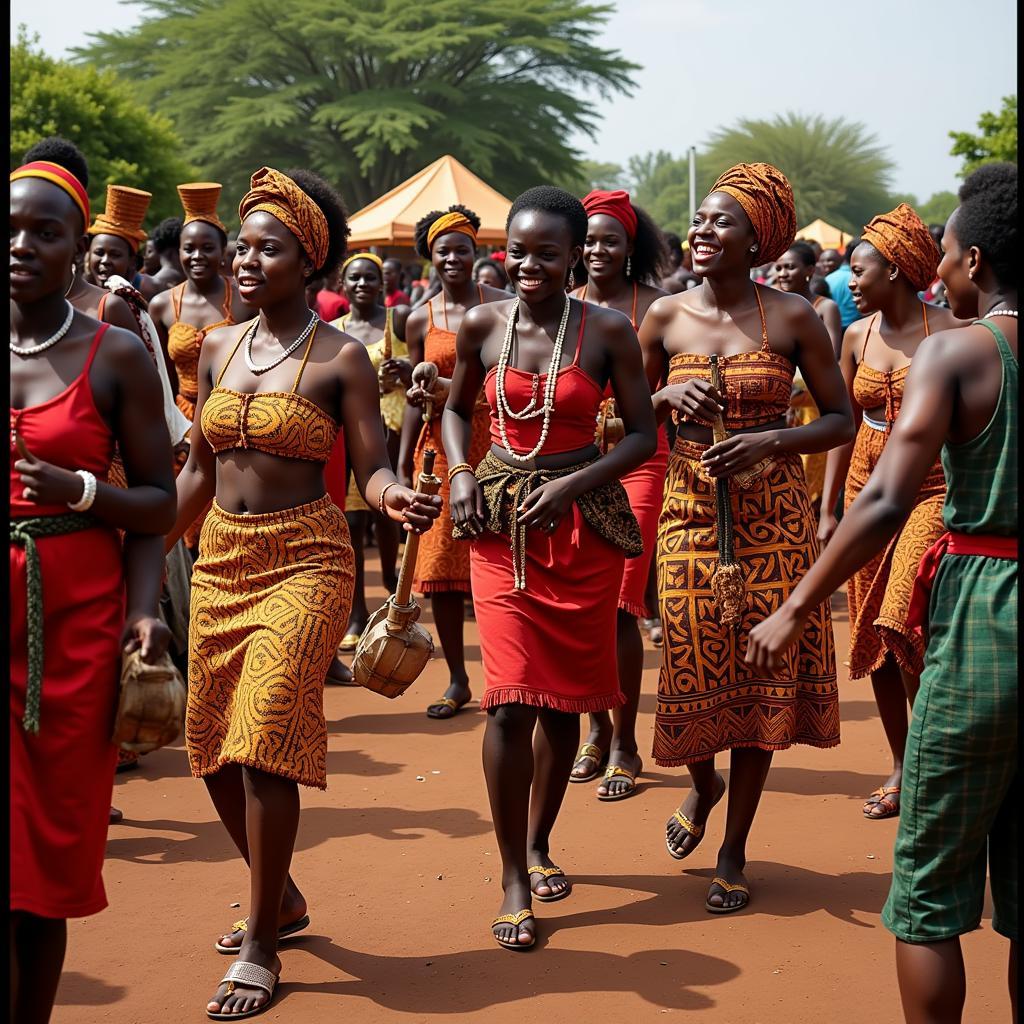 People celebrating at an African cultural festival