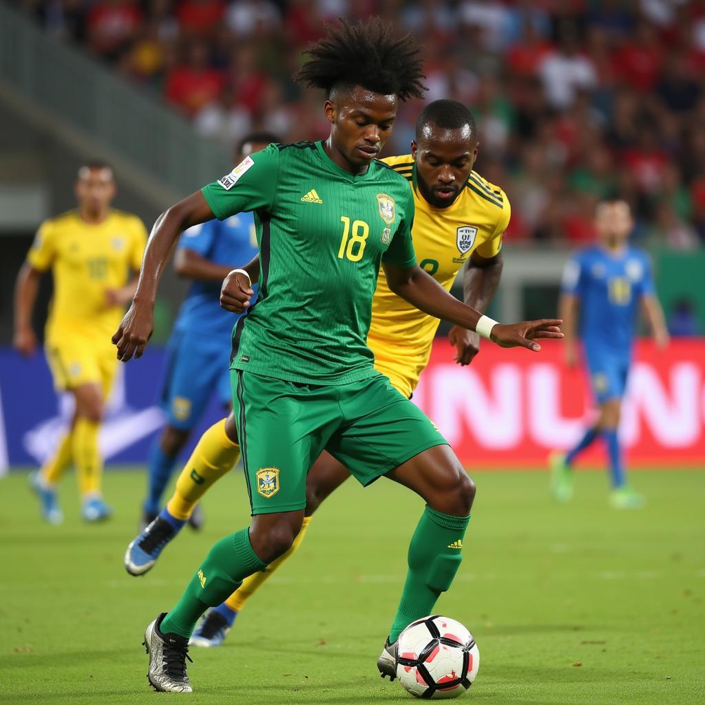  A player dribbling the ball during the African Cup of Nations 2019 