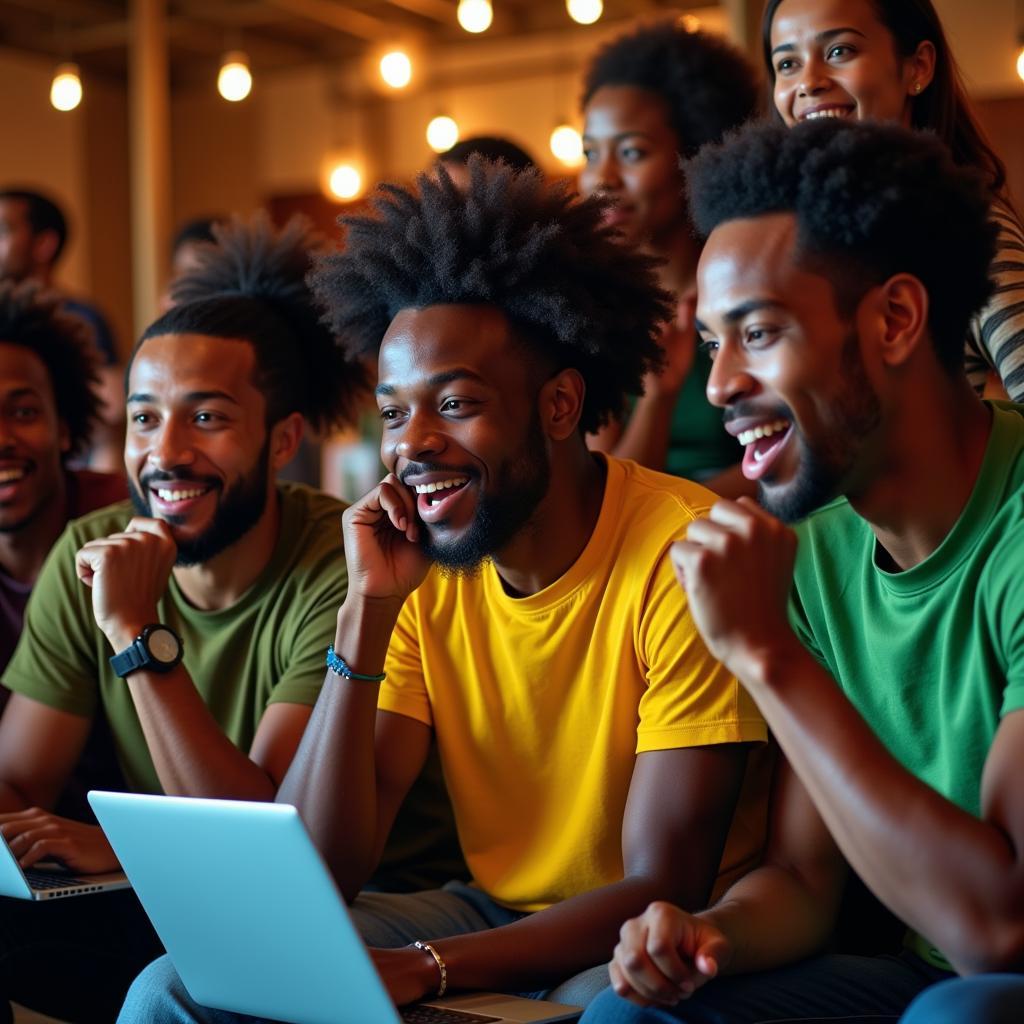 Fans watching the African Cup of Nations and discussing on Reddit