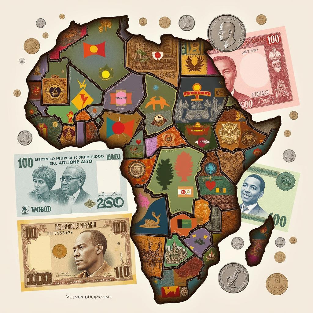 African Currency Banknotes and Coins Clipart