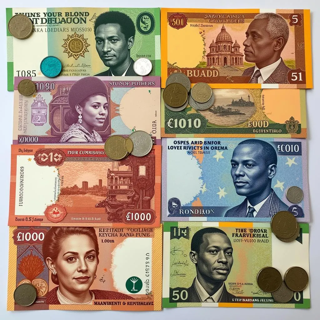 Collage of African Currency Notes and Coins