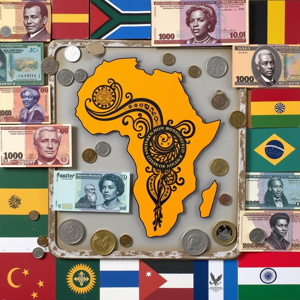 Collage of various African currencies