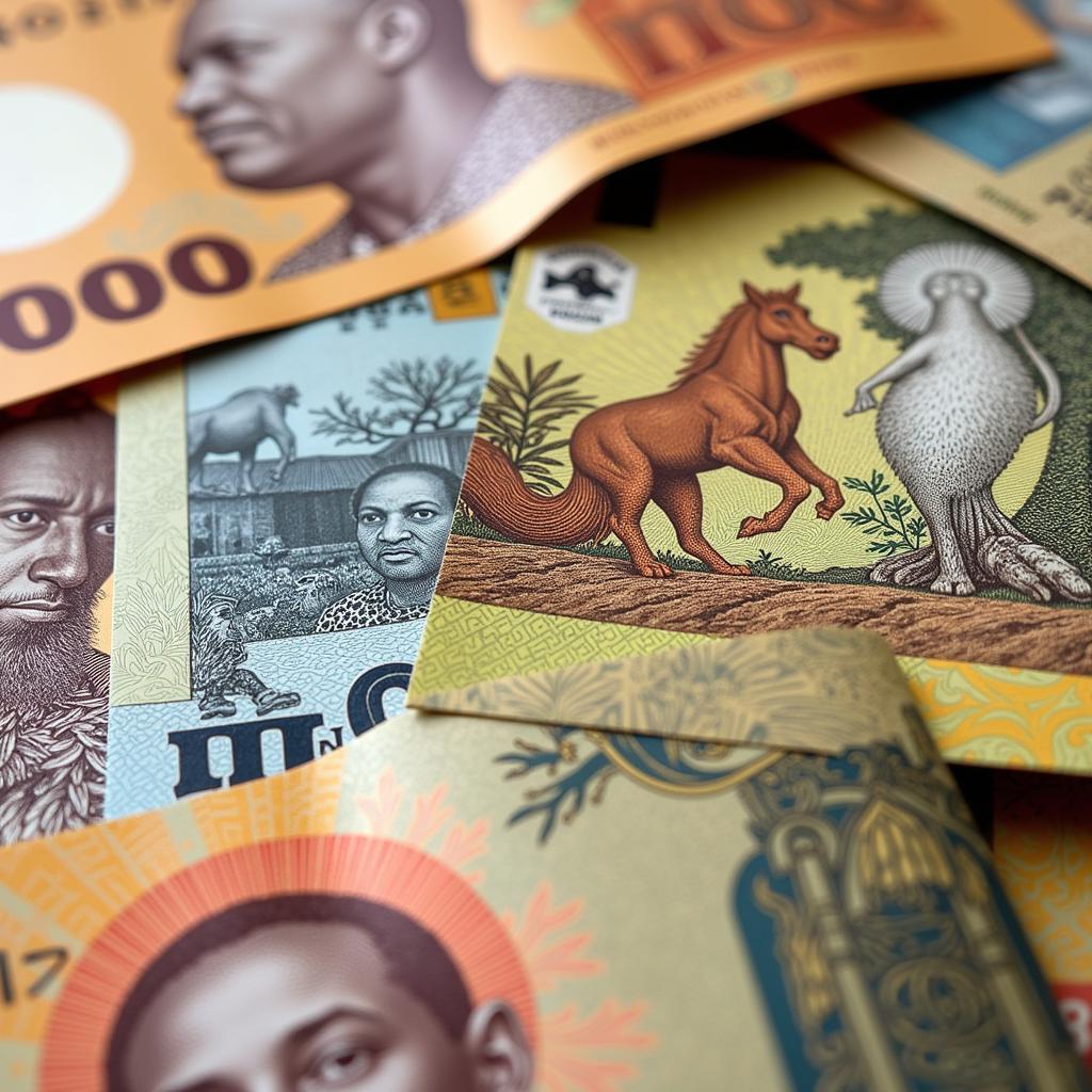 Cultural elements on African currency