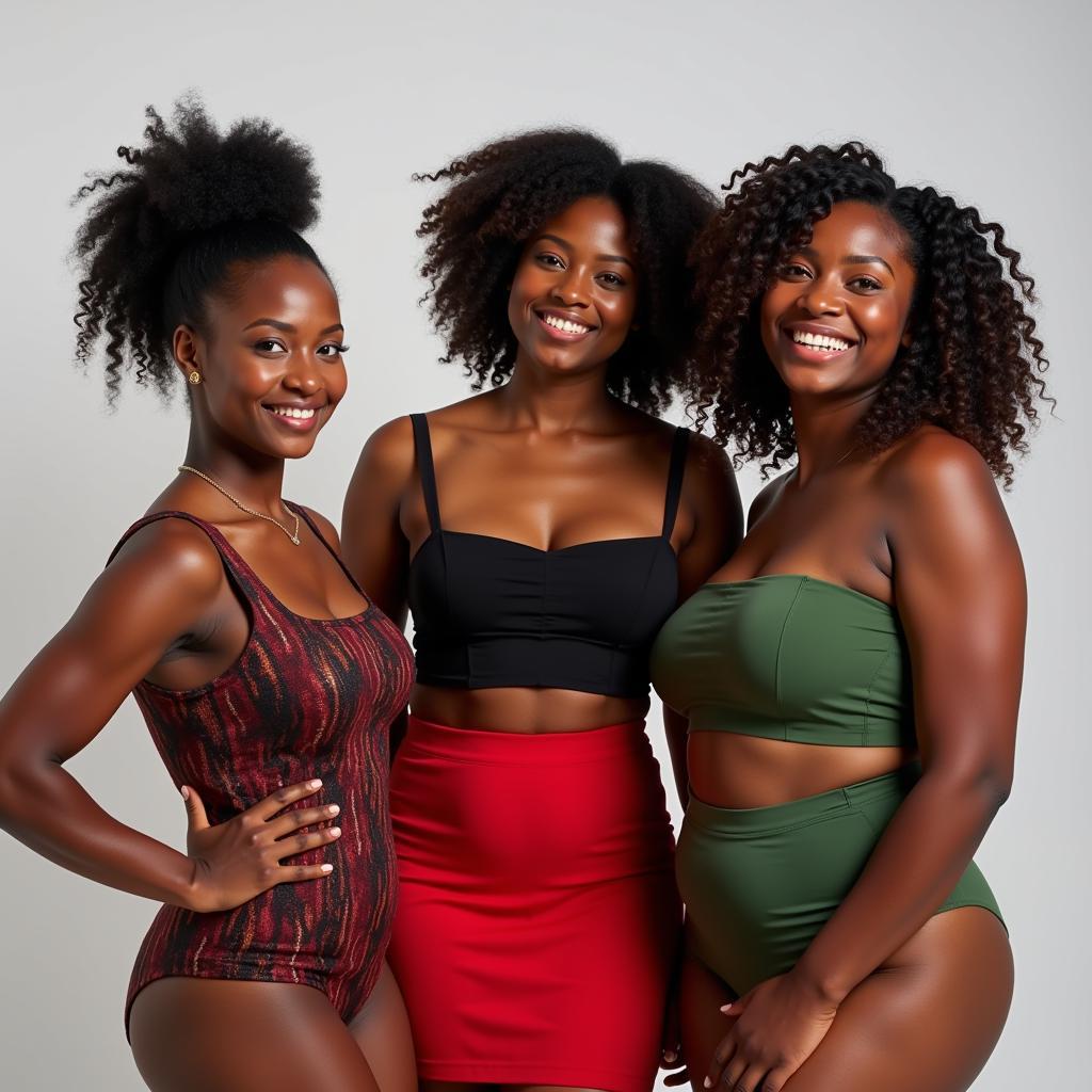 Confident African Curvy Models Posing for Photoshoot