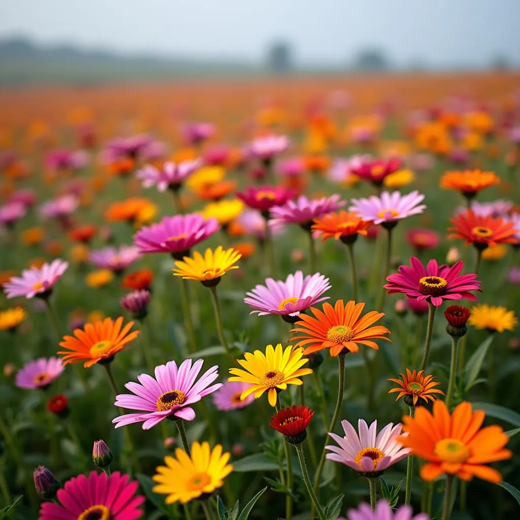 Field of colorful African daisies in full bloom