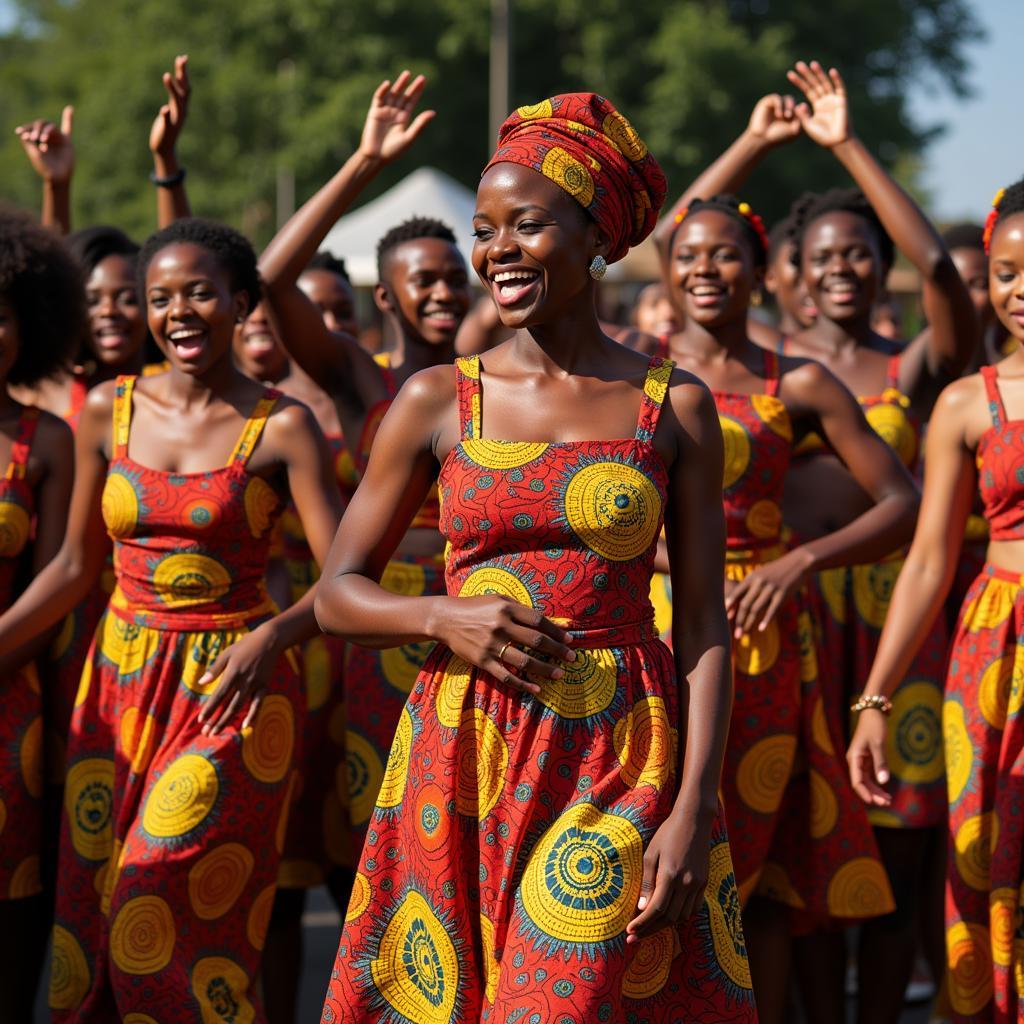 Celebration with traditional African dance