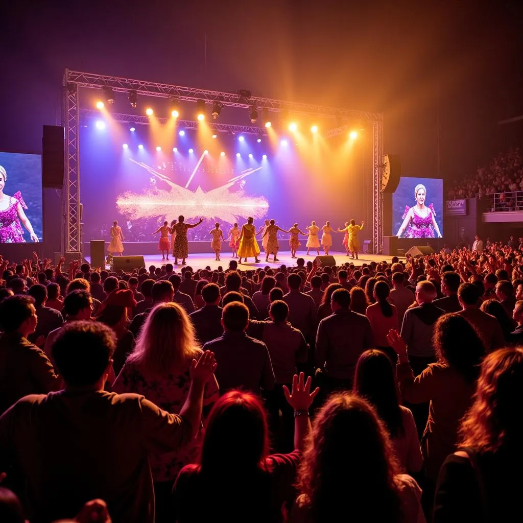 Enthusiastic Crowd at an African Dance Festival