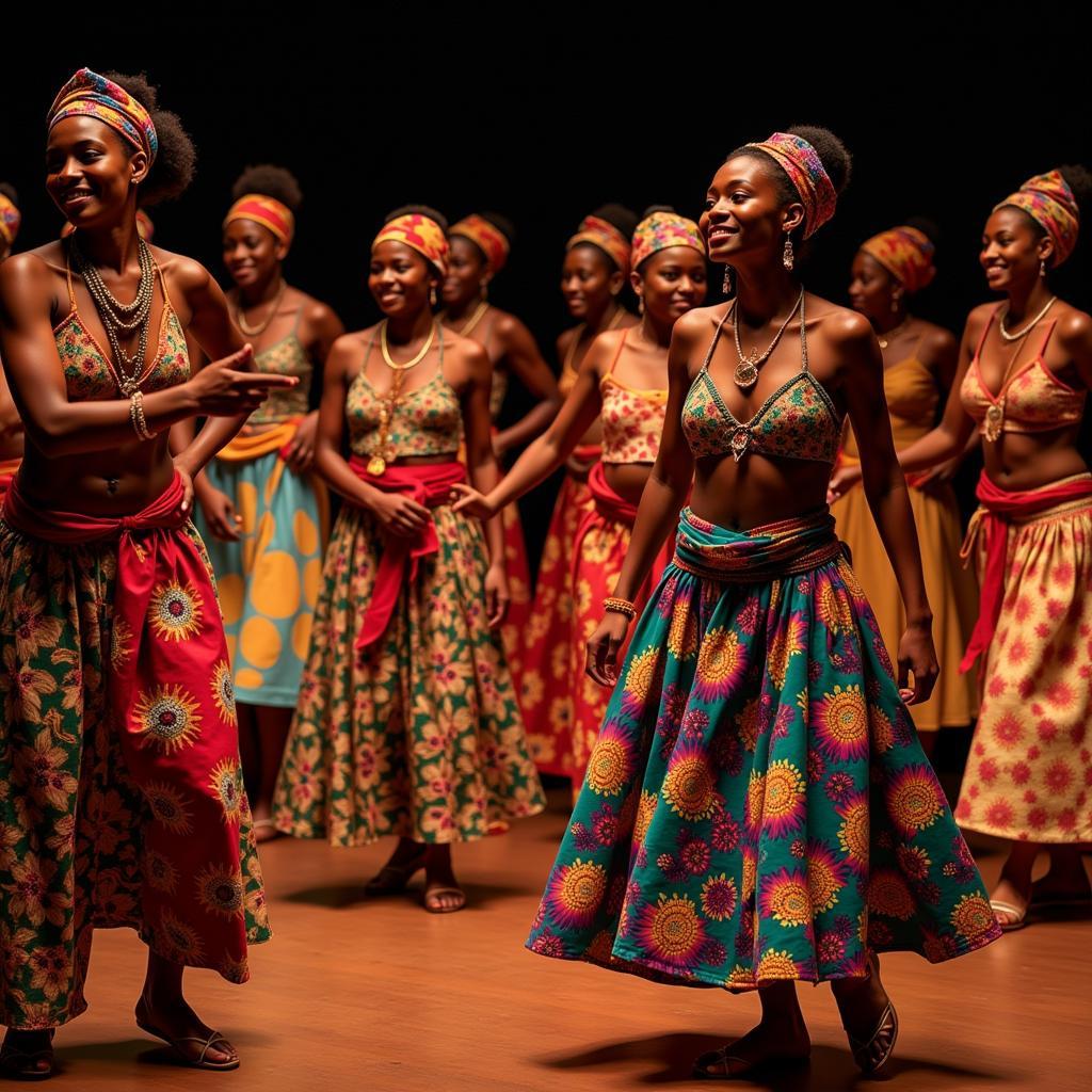 Energetic African Dance Performance in Traditional Attire