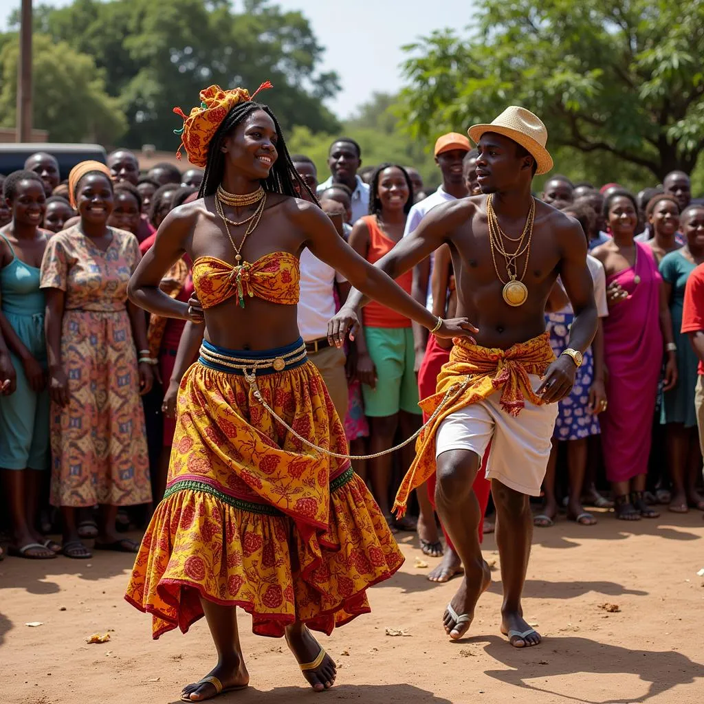 Traditional African Dance Performance in a Vibrant Crowd