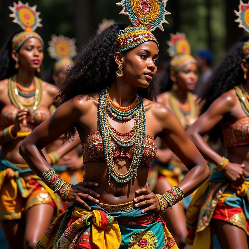 African Dancer in Traditional Attire