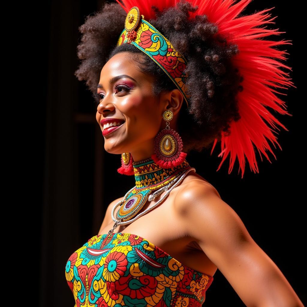 African dancer in Melbourne showcasing traditional costume