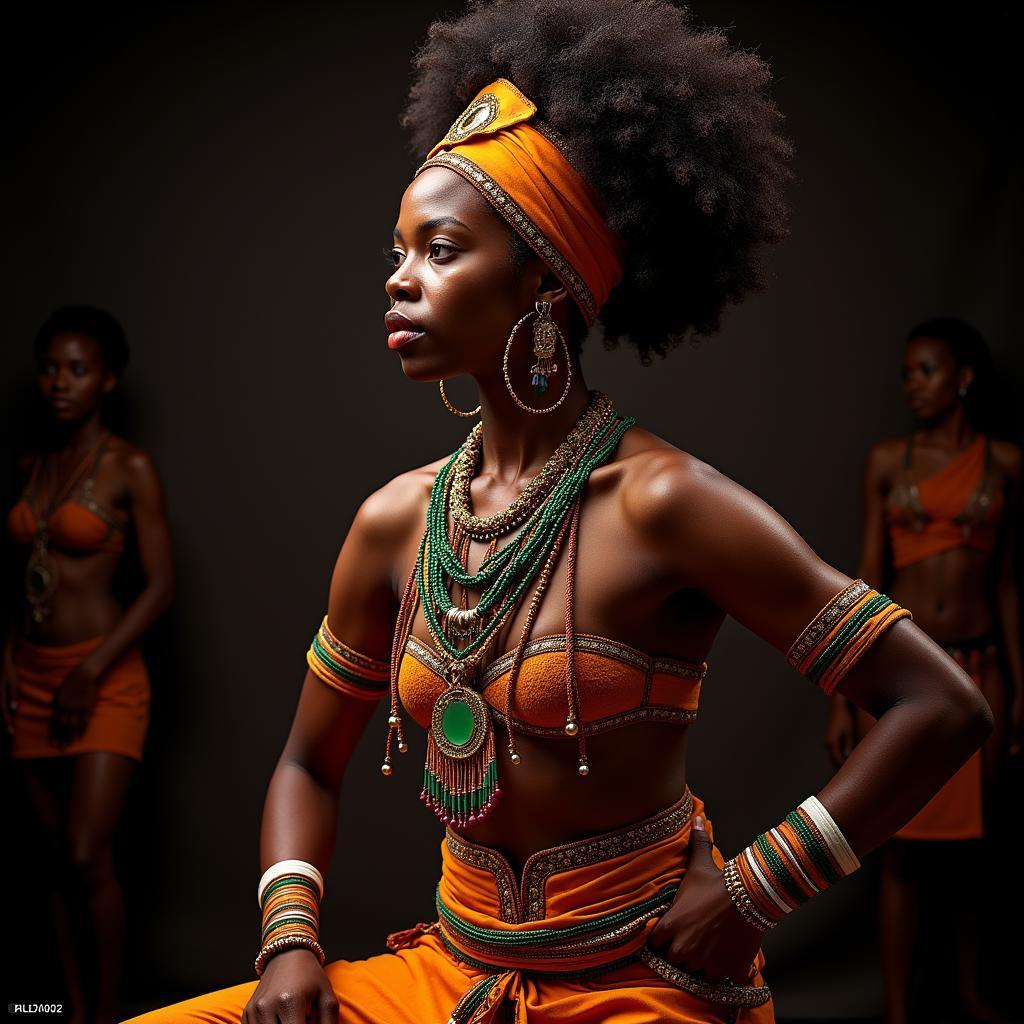 African Dancer in Traditional Attire