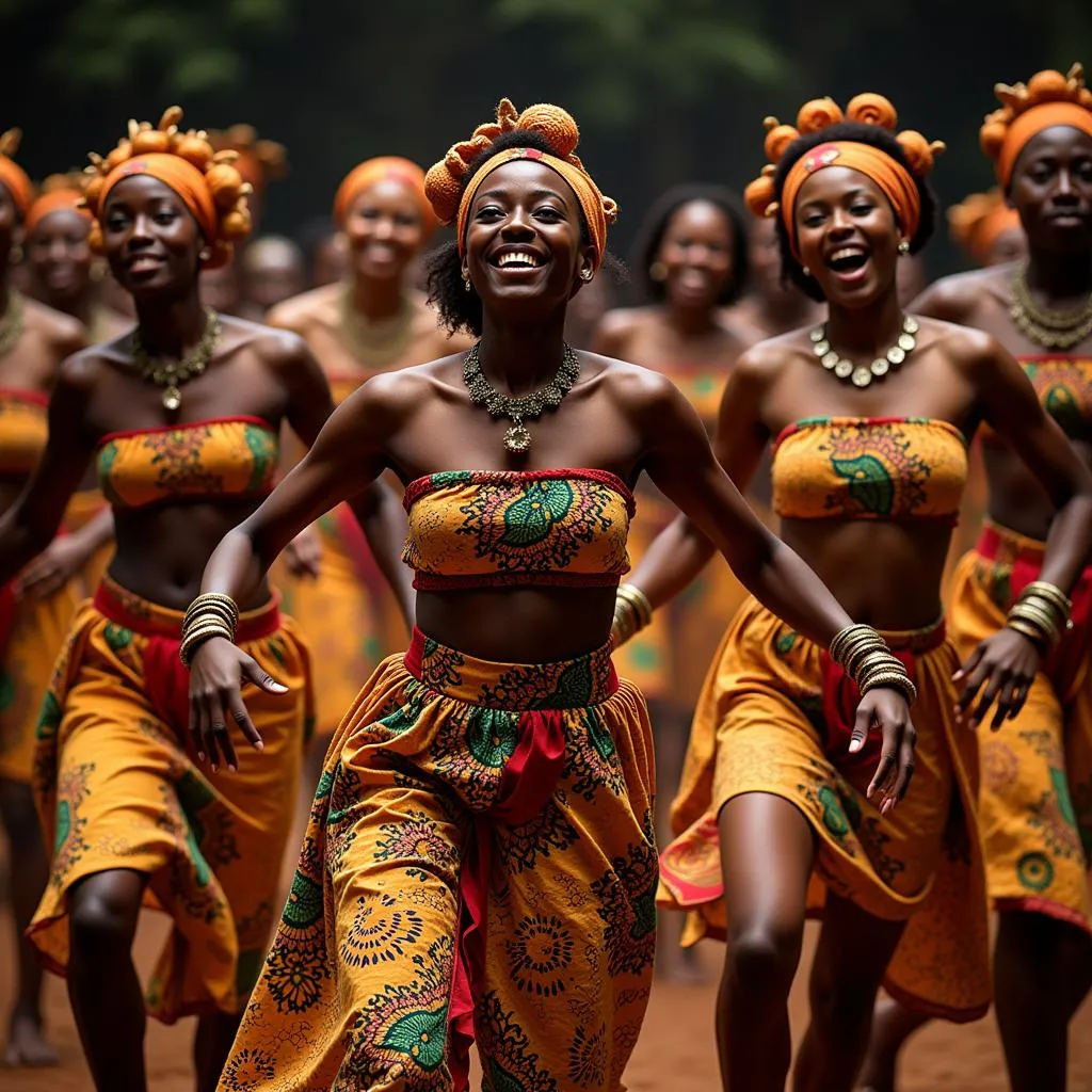 Dynamic movements of traditional African dance