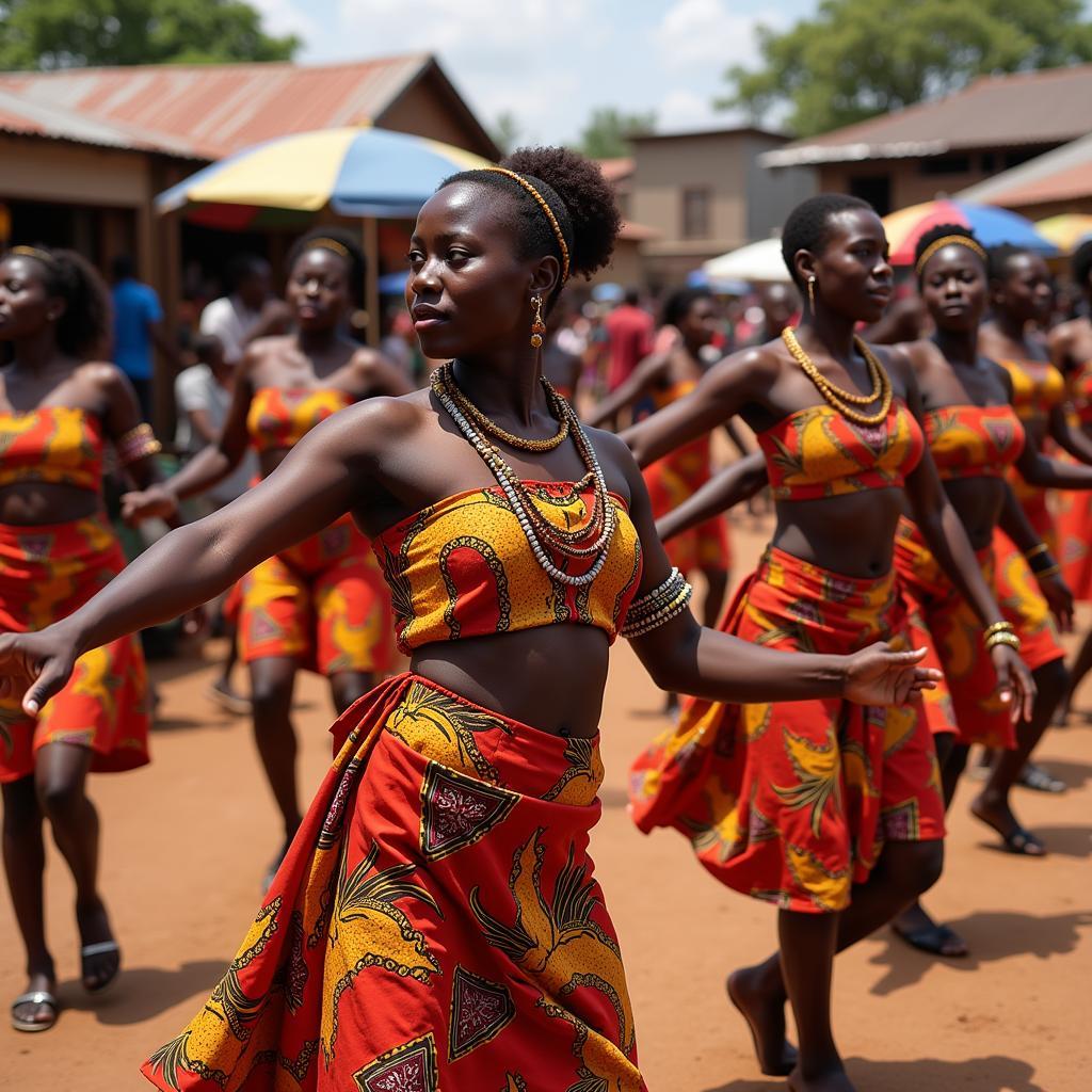 African Dancers Performing a Traditional Dance