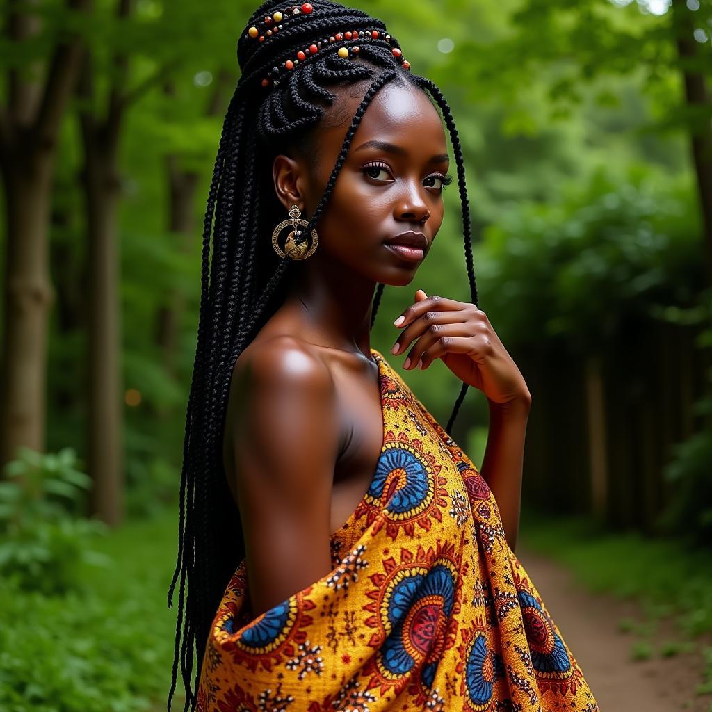 African Dark Model in Traditional Attire