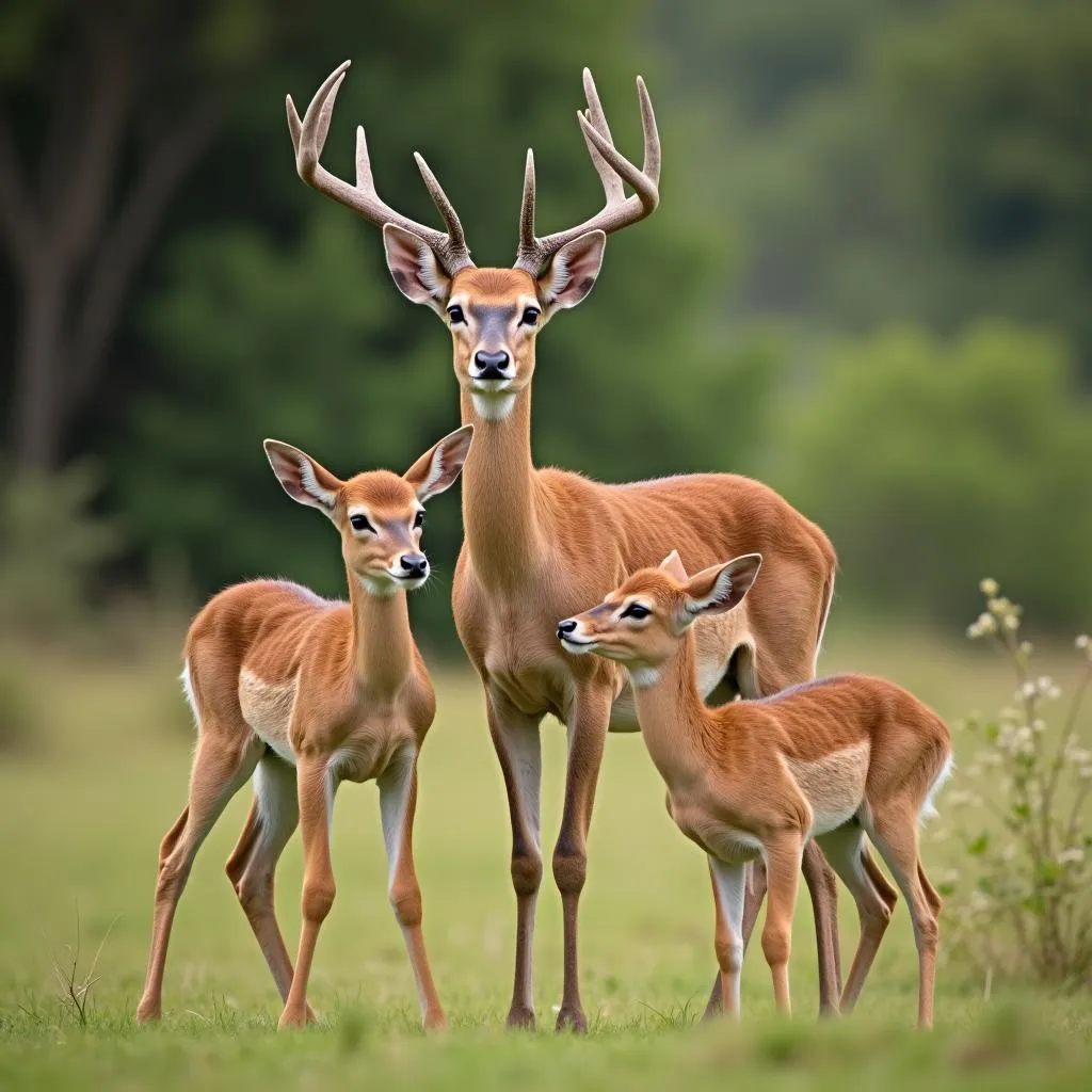 A family of African deer in a protected area