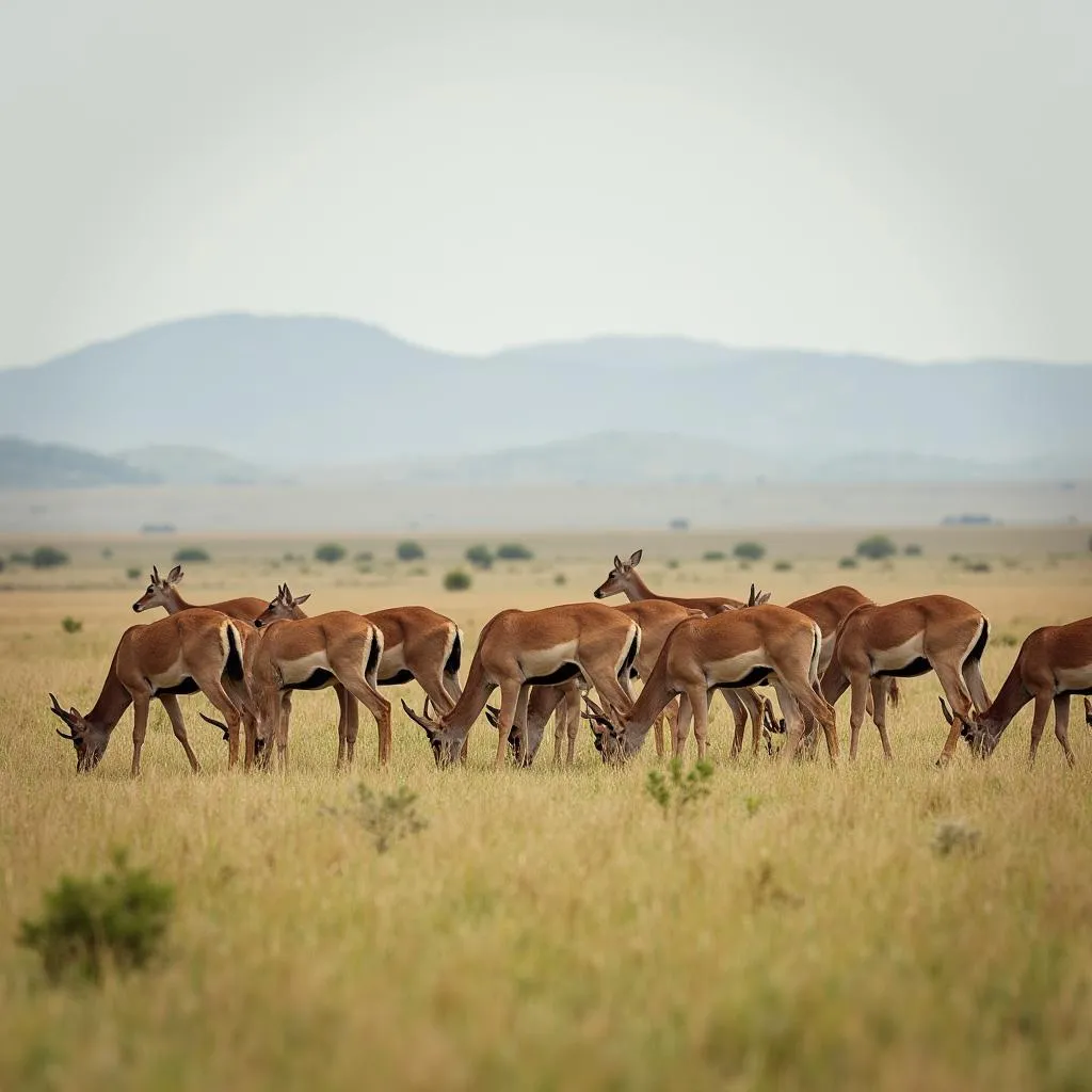 African deer grazing on savanna